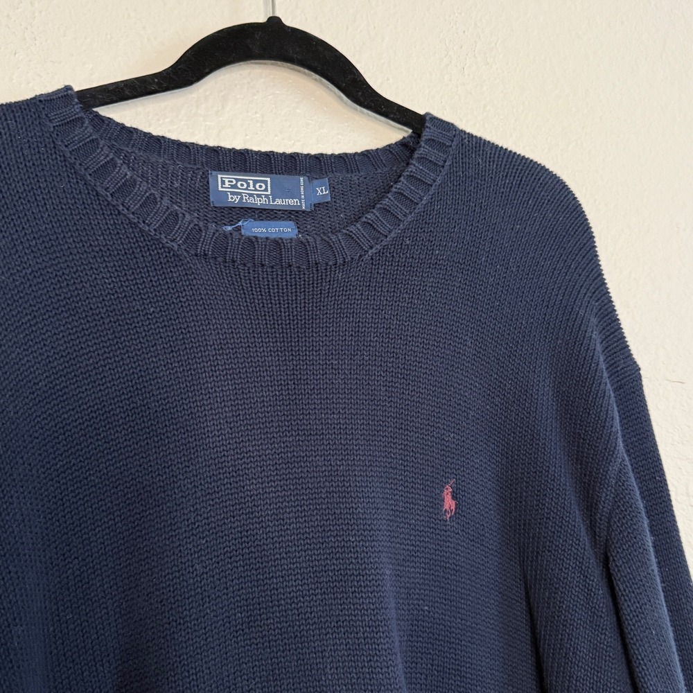 Polo Ralph Lauren Preppy Fisherman Coastal Navy Cotton Crewneck Sweater Mens XL